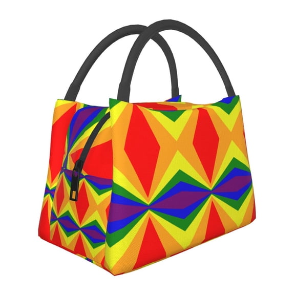 Pride Rainbow Flag Lunch Tote Bag Trendy Lightweight Reusable Stylish Bento Box For Adult