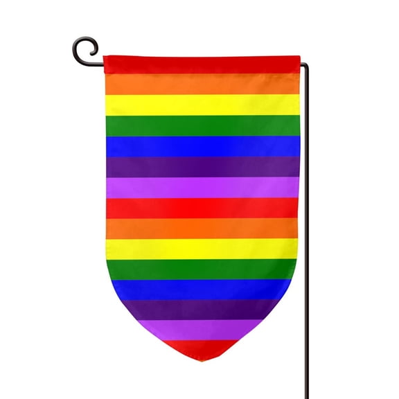 Pride Rainbow Flag Pattern Double Sided Garden Flag for Indoor Outdoor Decorations 12.5 * 18 Inches Fillet
