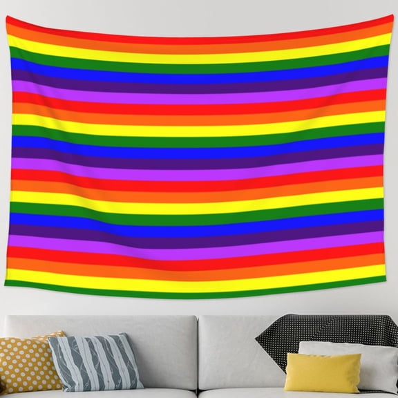 Pride Rainbow Flag Pattern Tapestry Wall Hanging Tapestry For Bedroom Living Room Dorm (60 * 90 Inches)