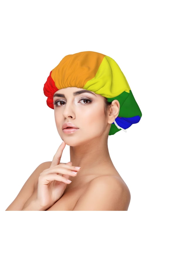 Pride Rainbow Flag Sleep Cap Satin Bonnet Sleeping Hat Soft Elastic Night Hair Cover For Women