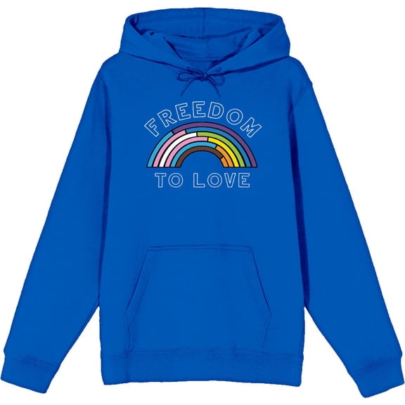 Pride Rainbow Freedom to Love Adult Blue Long Sleeve Hoodie-3XL