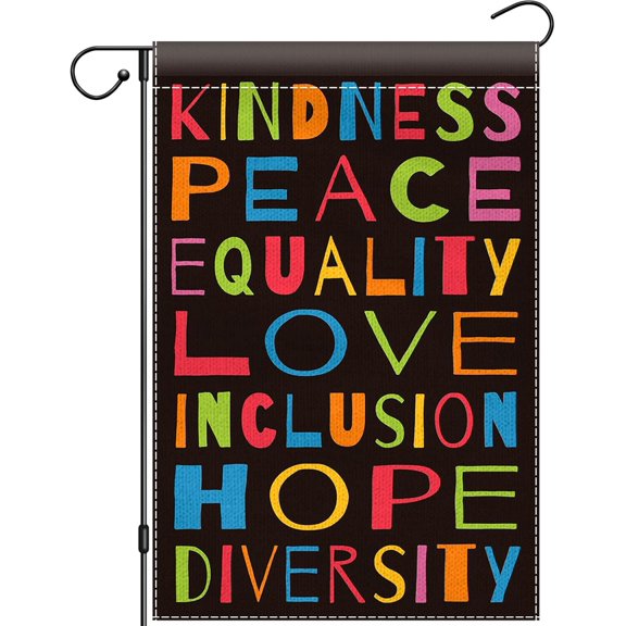 Pride Rainbow Garden Flag 12 x 18 Double Sided, Kindness Peace Equality Love Inclusion Hope Diversity Yard Flags for Family Friend Inclusive Gifts Coworker Outdoor Decorations