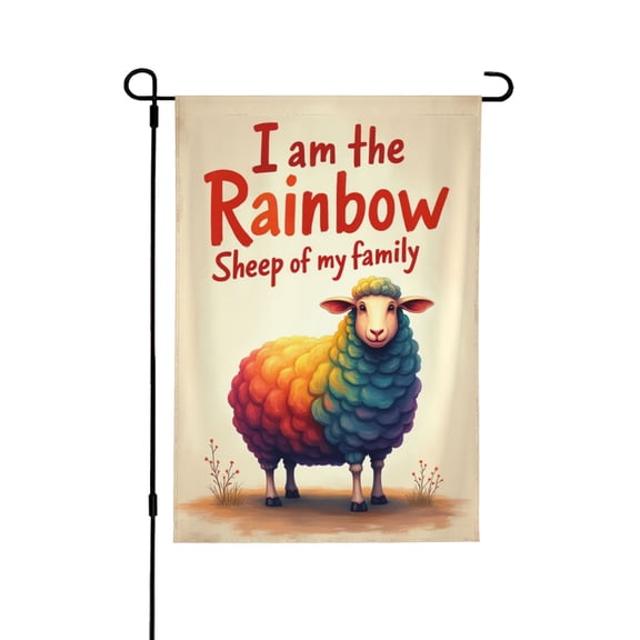 Pride Rainbow Garden Flag Rainbow Sheep Vertical Double Sided Lgbt Lesbian Gay Transgender Pansexual Flag Farmhouse Yard Outdoor Decorations 12.5 X 18 Inch