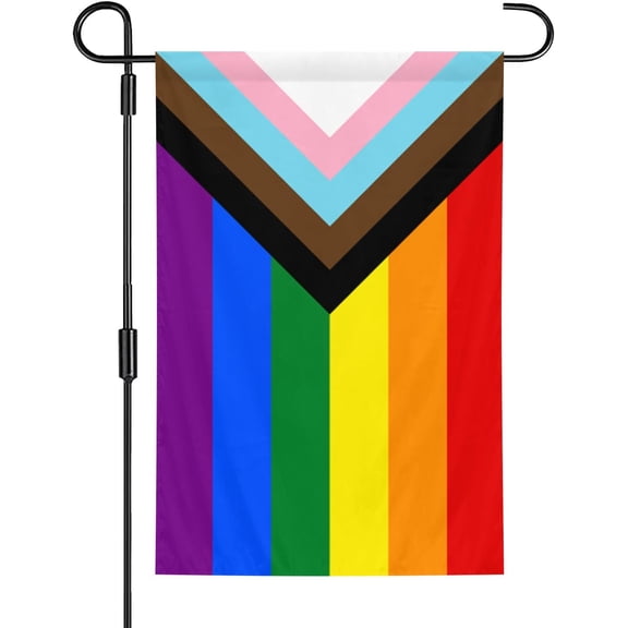 Pride Rainbow Garden Flags - Inclusive Progress Yard Small Flag 12x18 Inch for Lesbian Gay Transgender Seasonal Outside Burlap Double Sided, Yard Outdoor Outside Farmhouse(Rainbow Flag 1)