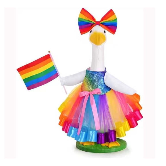 Pride Rainbow Goose Outfit, 23-Inch Porch Goose Dress with Flag for LGBTQ+ Celebrations