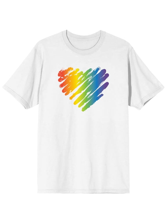 Pride Rainbow Heart Men's White T-shirt-XXL