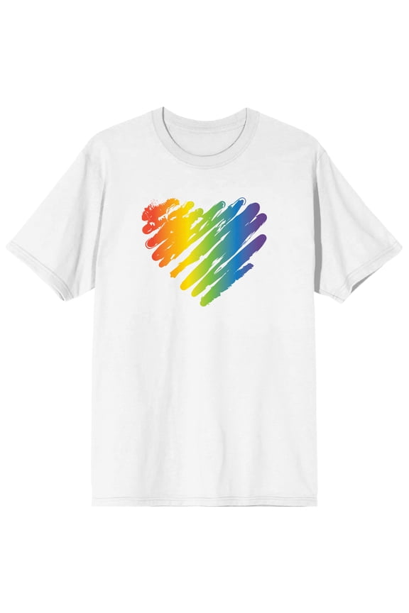 Pride Rainbow Heart Men's White T-shirt-XXL