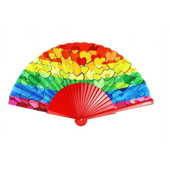Pride Rainbow Hearts Fan