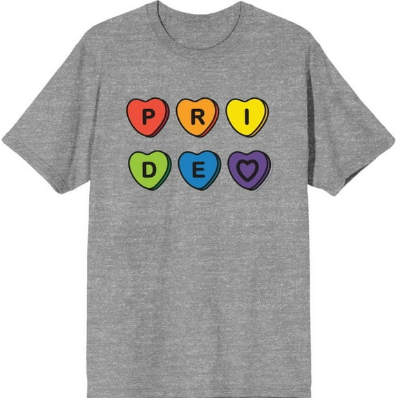 Pride Rainbow Hearts Men's Heather Gray Crew Neck Short Sleeve Tee-XL