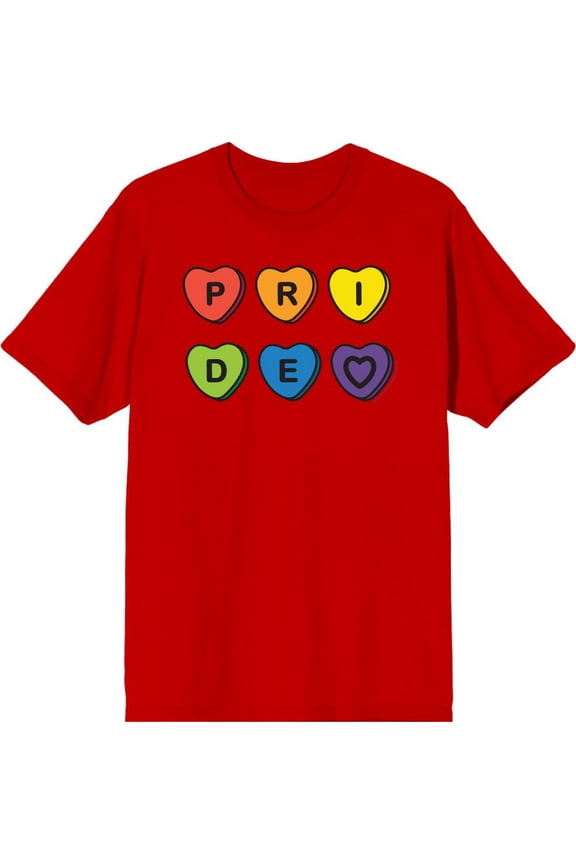 Pride Rainbow Hearts Men's Red Crew Neck Short Sleeve Tee-XXL