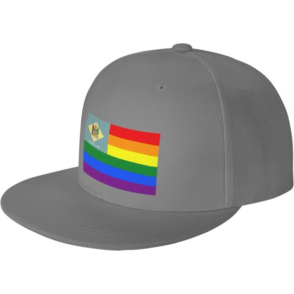 Pride Rainbow LGBT Flag of Delaware Snapback Hats for Men Women Baseball Cap Adjustable Flat Bill Sun Hat