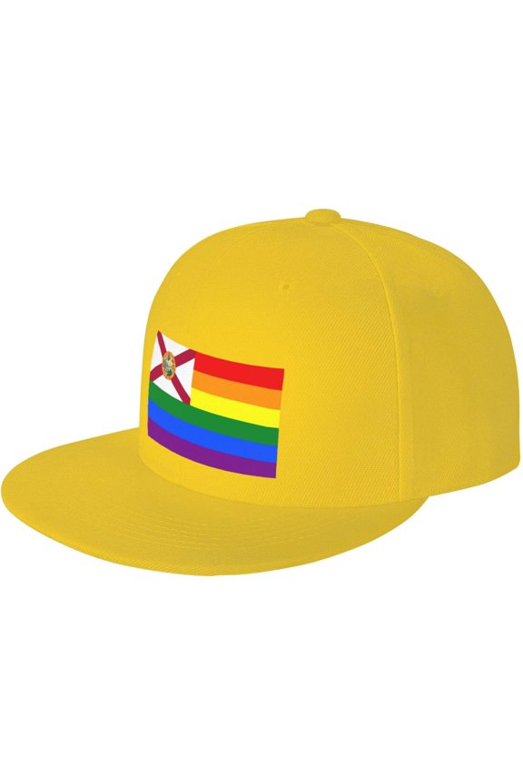 Pride Rainbow LGBT Flag of Florida Snapback Hats for Men Women Baseball Cap Adjustable Flat Bill Sun Hat
