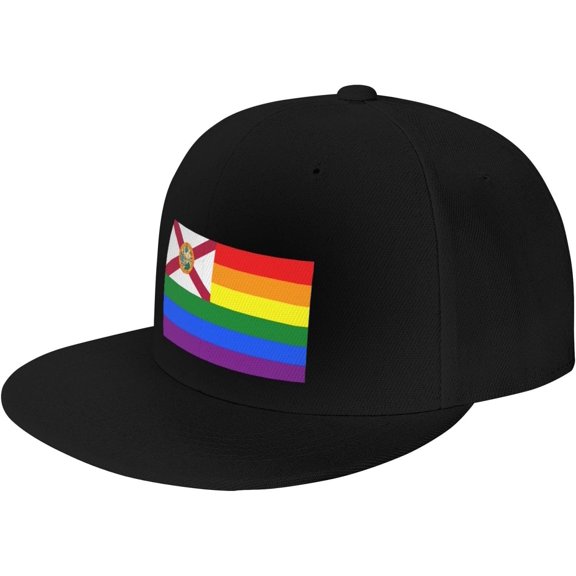 Pride Rainbow LGBT Flag of Florida Snapback Hats for Men Women Baseball Cap Adjustable Flat Bill Sun Hat