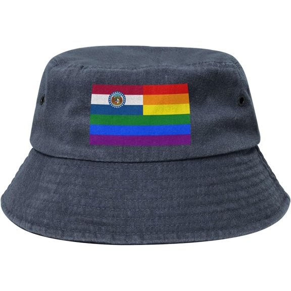 Pride Rainbow LGBT Flag of Missouri Bucket Hat for Women Men Outdoor Sun Hat Summer Beach Travel Fishing Cap