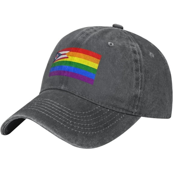 Pride Rainbow LGBT Flag of Ohio Baseball Cap Women Men Hat Vintage Trucker Sun Hat Dad Cowboy Hats