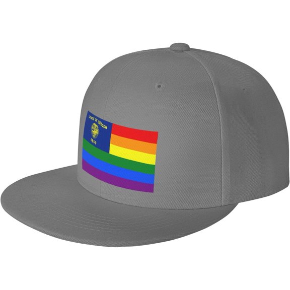Pride Rainbow LGBT Flag of Oregon Snapback Hats for Men Women Baseball Cap Adjustable Flat Bill Sun Hat