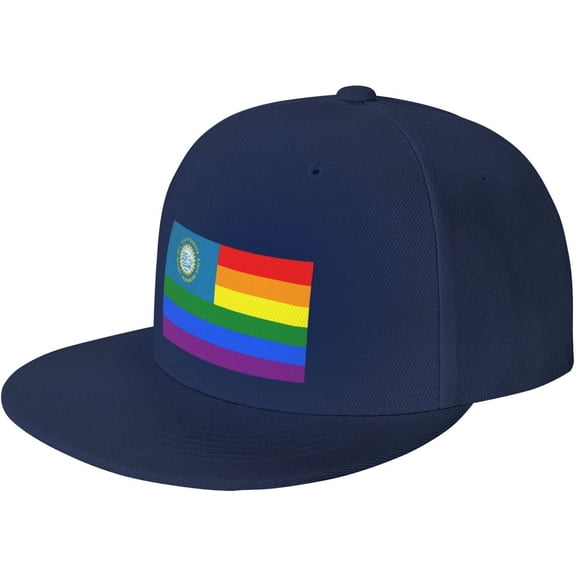 Pride Rainbow LGBT Flag of South Dakota Snapback Hats for Men Women Baseball Cap Adjustable Flat Bill Sun Hat