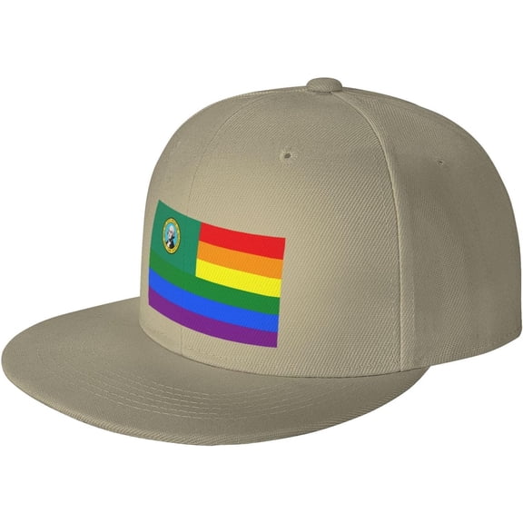 Pride Rainbow LGBT Flag of Washington Snapback Hats for Men Women Baseball Cap Adjustable Flat Bill Sun Hat