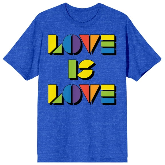 Pride Rainbow Love Is Love Rainbow Men's Royal Blue Heather T-Shirt-3XL