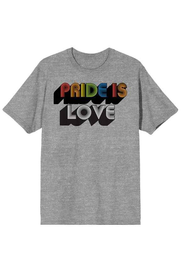 Pride Rainbow Pride Is Love Men's Gray Heather T-shirt-3XL