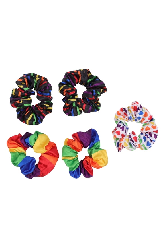 Pride Rainbow Scrunchie Set, 5 Pieces - Hair Accessories