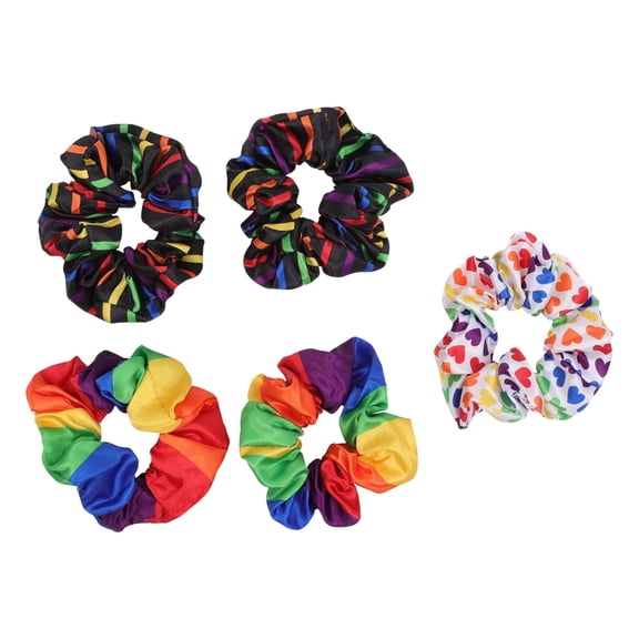 Pride Rainbow Scrunchie Set, 5 Pieces - Hair Accessories