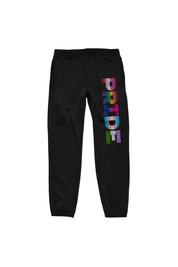 Pride Rainbow Striped Graphic Print Men's Black Joggers - Medium