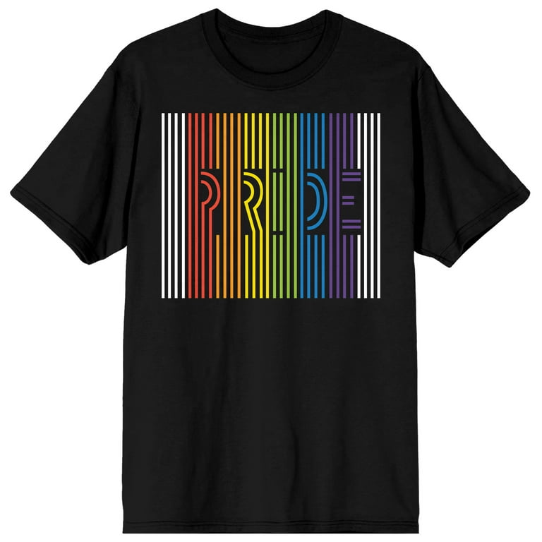 Pride Rainbow Stripes Men's Black T-Shirt-Large
