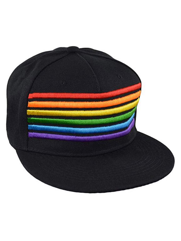 Pride Rainbow Stripes Snapback Hat LGBT Bright Trucker Baseball Cap