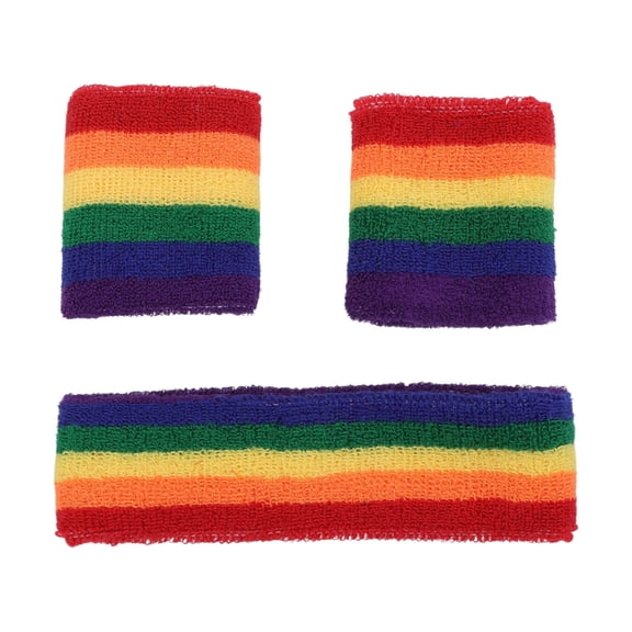 Pride Rainbow Sweatband Set for Active Wear - 3 Piece Set, One Size