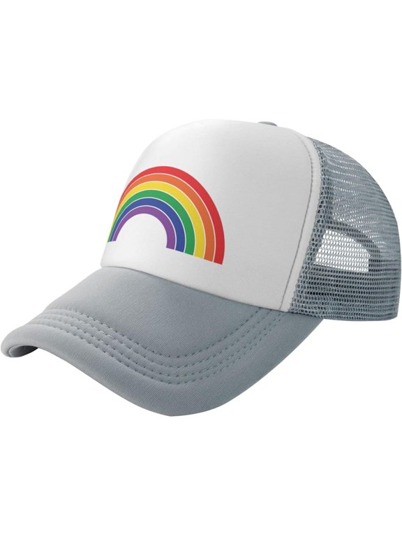 Pride Rainbow Trucker Hat for Men Women, Lesbian Gay Bisexual Transgender LGBT Baseball Cap Mesh Caps