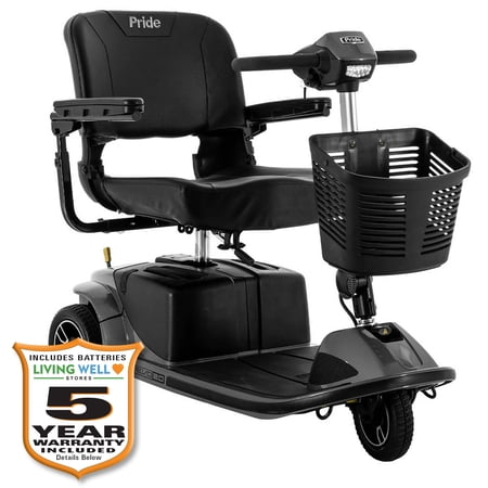 Pride Revo 2.0 3-Wheel Mobility Scooter, Grey, 400 lbs. Weight Capacity with Extended Warranty