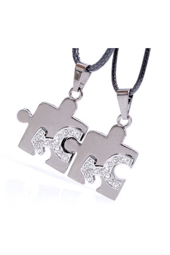- 2pc Bling Set - Mens Male CZ Puzzle Mars Pendants - Gay Pride