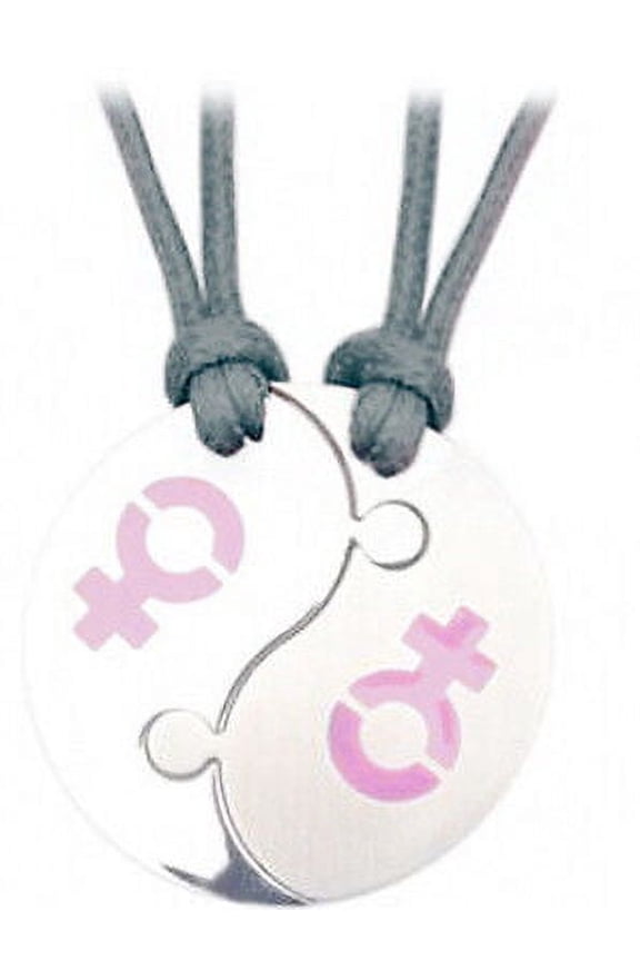 - 2pc Break Apart Lesbian Pride Female Venus Yin Yang Pendants PINK