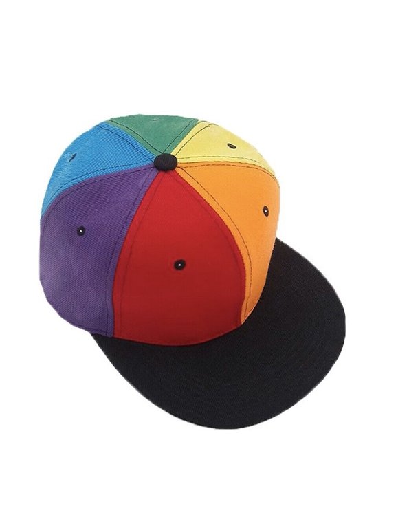 - 6 Panel Full RainbowBaseball Hat - LGBTQ Gay and Lesbian Pride Cap