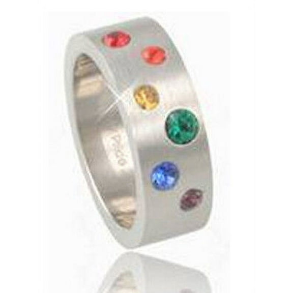 Pride Shack - A Half Scattered Rainbow Ring - LGBT Lesbian Gay Pride Ring Steel