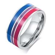 Pride Shack - Bi Pride Flag Stripes - Stainless Steel Enamel Ring Bisexual LGBTQ