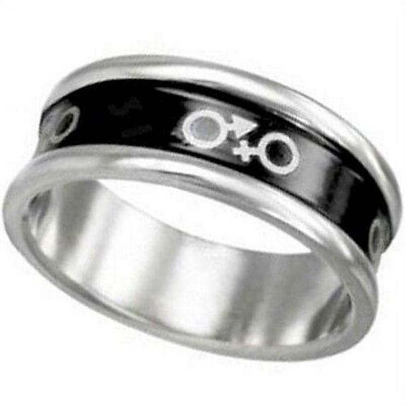 Pride Shack - Bisexual Pride Male & Female Black Enamel Round Edge Bi Pride Ring