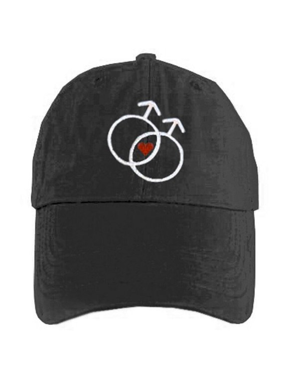 - Black Baseball Hat Double Gay Male Symbols - GLBT Gay Pride Cap