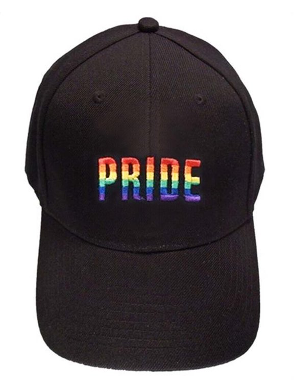 - Black Baseball Hat Rainbow Pride Text LGBT Gay & Lesbian Pride Cap