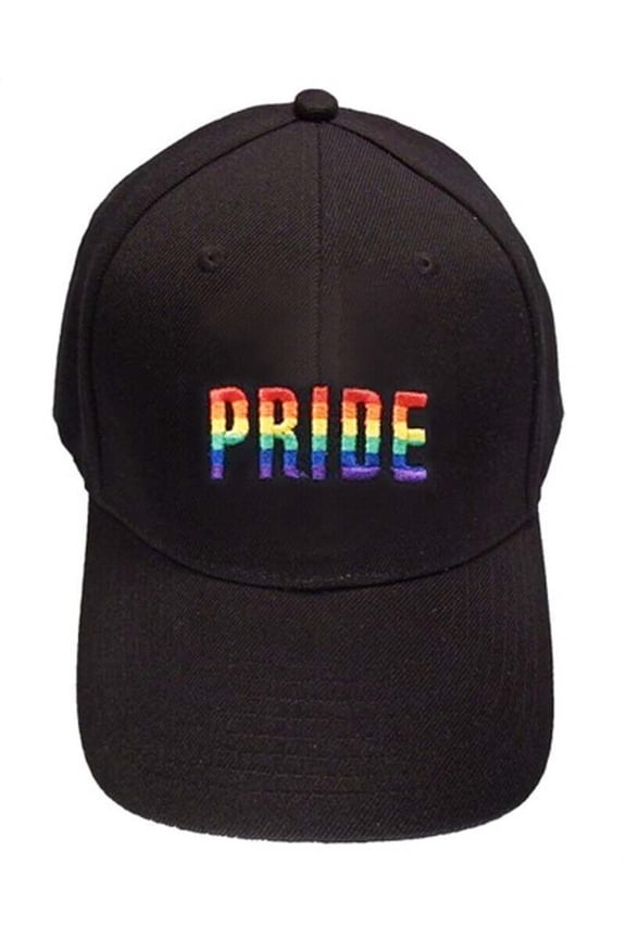 - Black Baseball Hat Rainbow Pride Text LGBT Gay & Lesbian Pride Cap