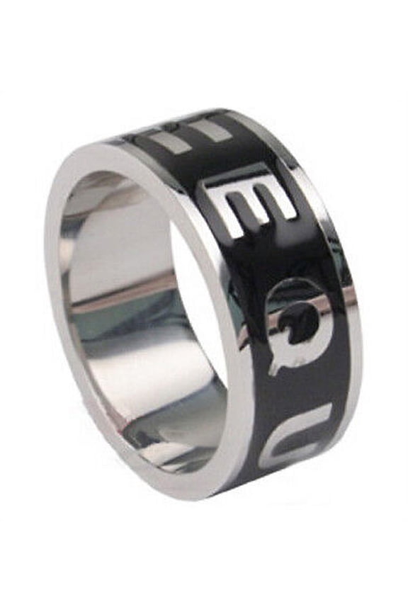 - Black Enamel Equality Ring - LGBT Lesbian Gay Pride Ring Steel