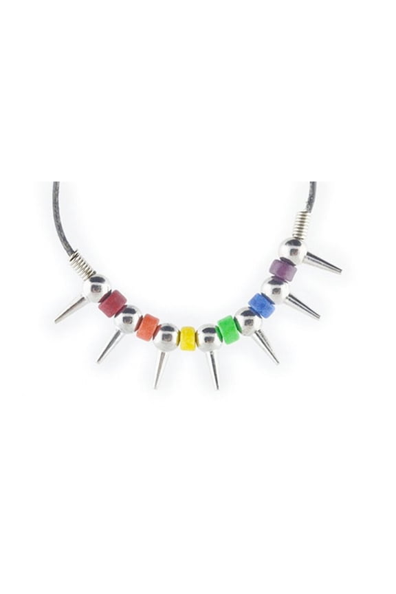 - Black and Rainbow Spiked Necklace Gay Lesbian LGBT Pride Jewelry