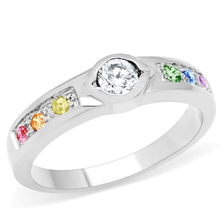 Pride Shack- CZ Unique Back Set Rainbow Ring - Lesbian Engagement Ring Gay Pride