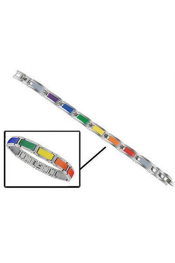 - Enamel Link Rainbow Bracelet - Gay and Lesbian LGBT Pride Wristlet