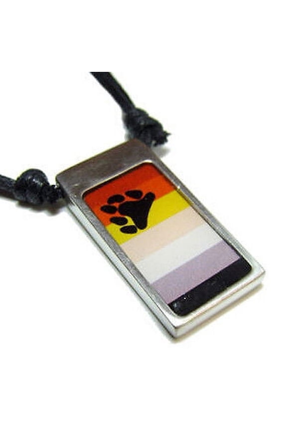 - Gay Pride Pewter Male Bear Pride Flag - Mens Paw Pendant Necklace