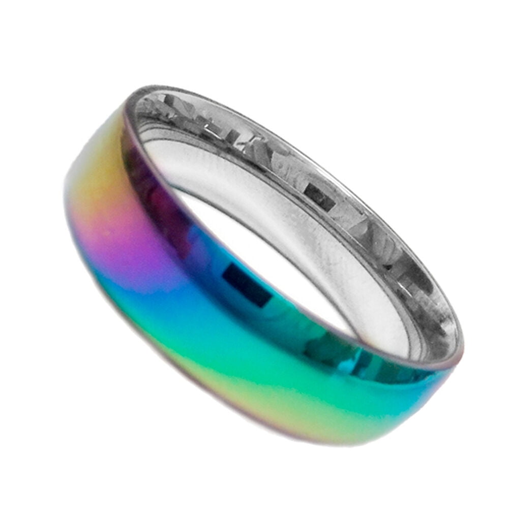 Unisex LGBT Pride Rainbow Silicone Wedding Band In Stainless Steel, Gay - Foto 12