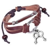 Pride Shack - Leather & Copper Wristlet w Male Symbol - Gay Pride Bracelet