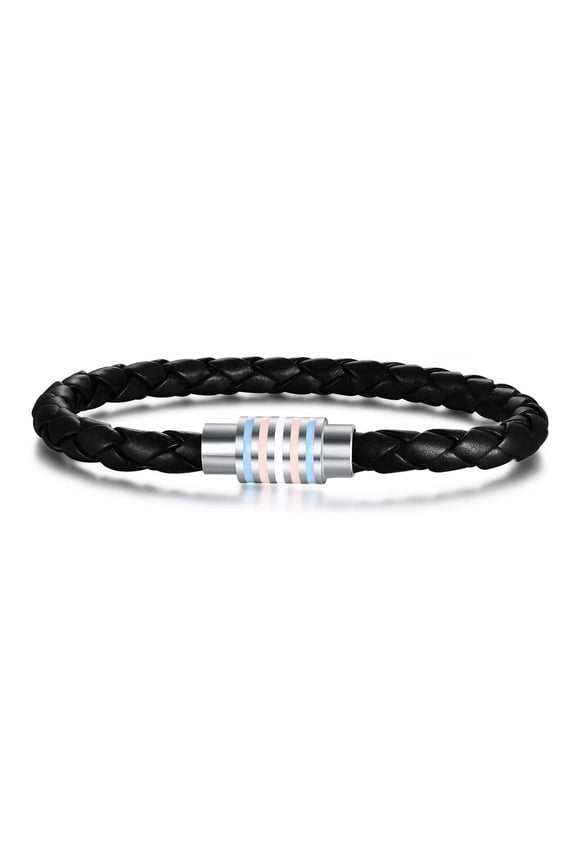 Leather Magnetic Braided Trans Pride Bracelet Transgender Pride Flag