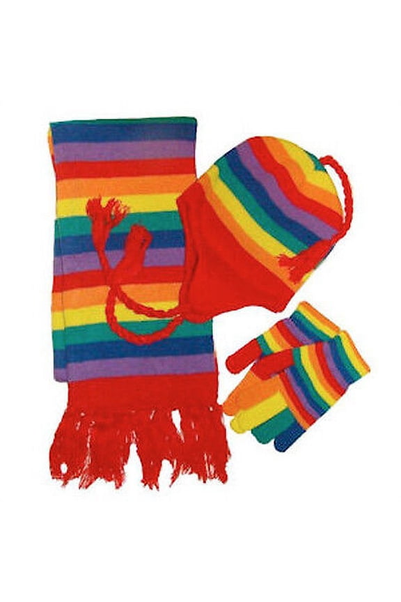 - Lesbian Gay Pride Winter Apparel Set (Rainbow, Hat Gloves & Scarf)
